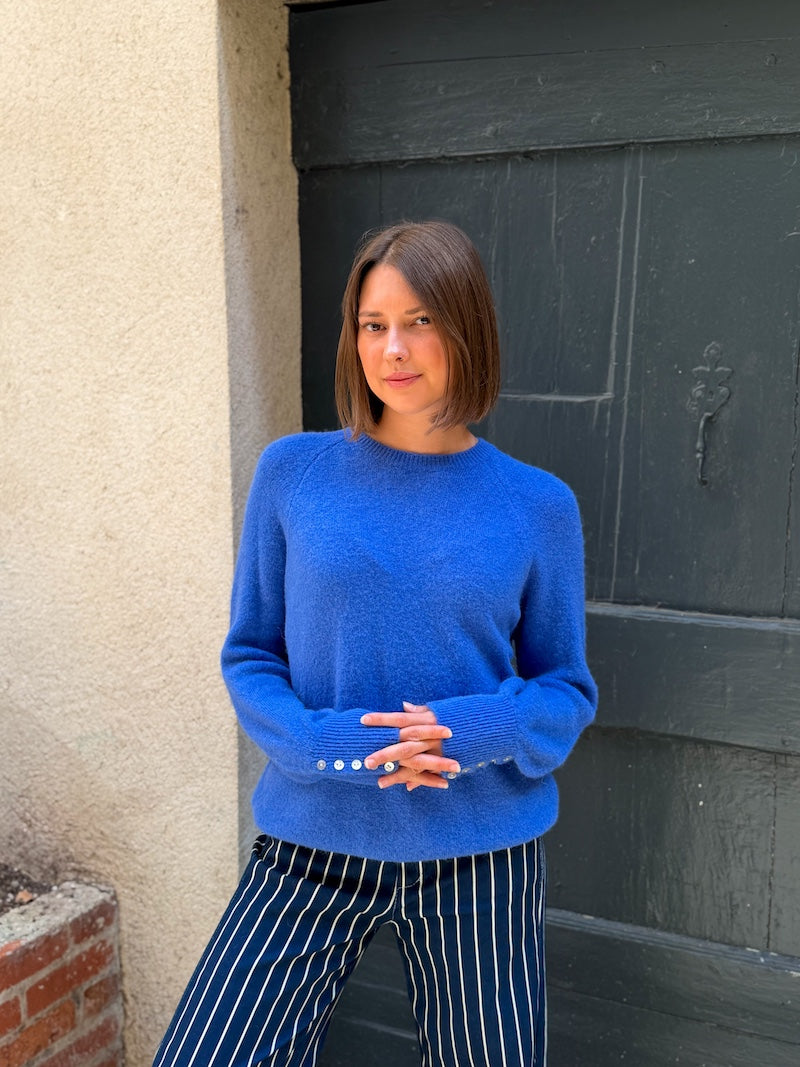 pull tendance en laine bleu automne mi saison femme