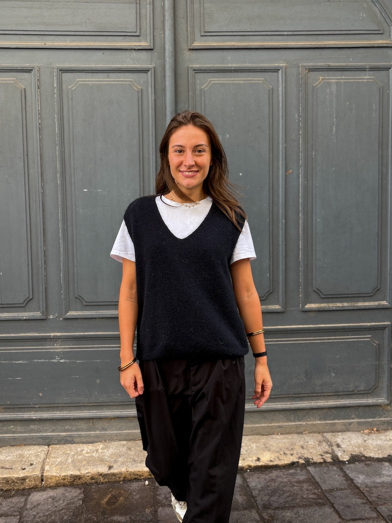 Pull sans manches en laine tendance pour femme