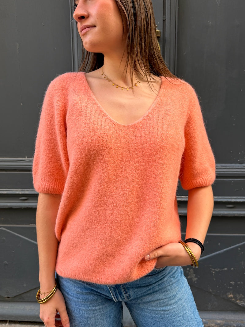 Pull à manches courtes en bébé alpaga