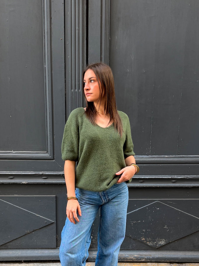 Pull à manches courtes en bébé alpaga