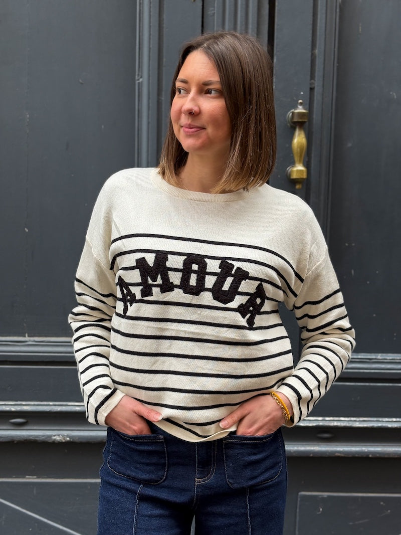 Pull marinière rayé Amour tendance