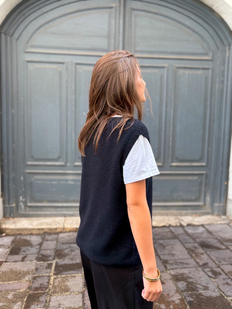 Pull sans manches en laine tendance pour femme