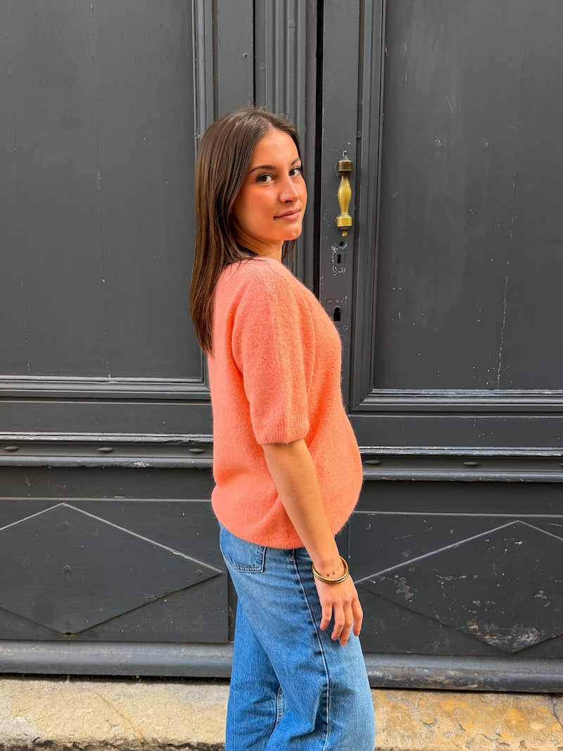 Pull à manches courtes en bébé alpaga