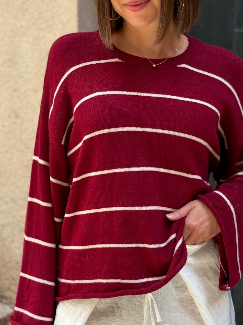 pull rayé tendance pour femme