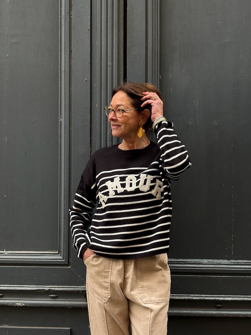 Pull marinière rayé Amour tendance