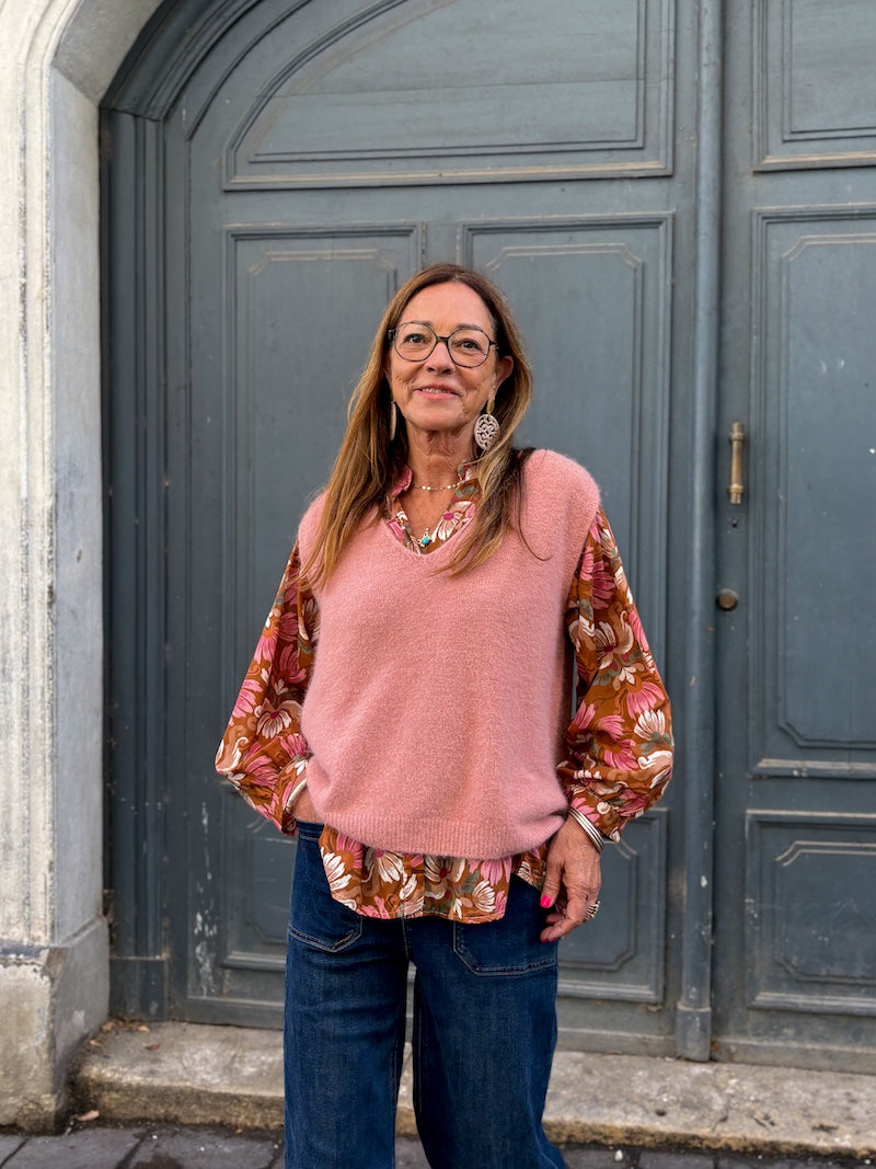 Pull sans manches en laine tendance pour femme