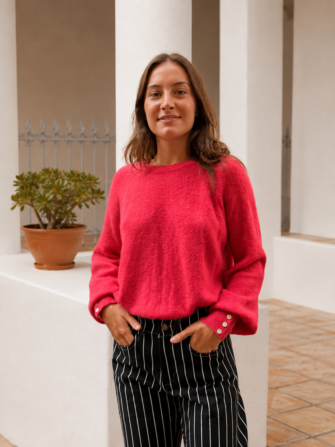 pull en laine rose framboise tendance pour femme