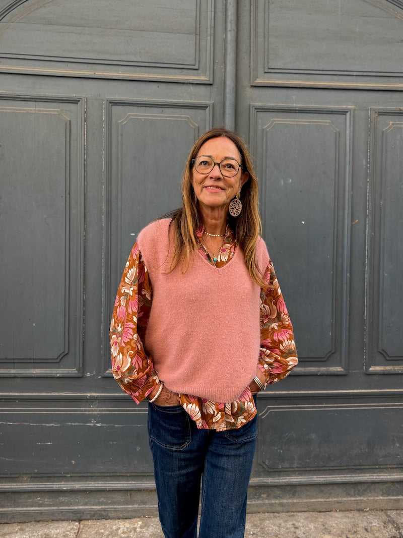 Pull sans manches en laine tendance pour femme