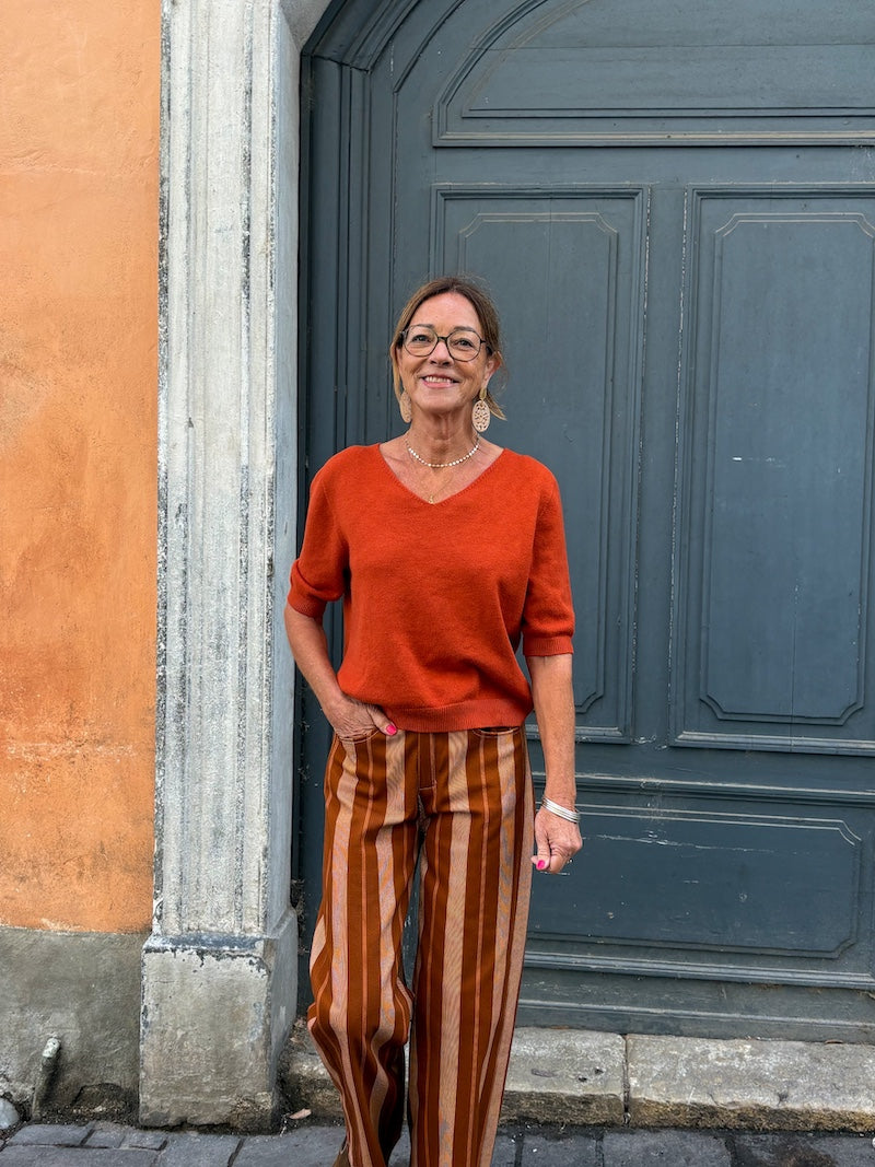 Pull en maille à manches 3/4 et col V