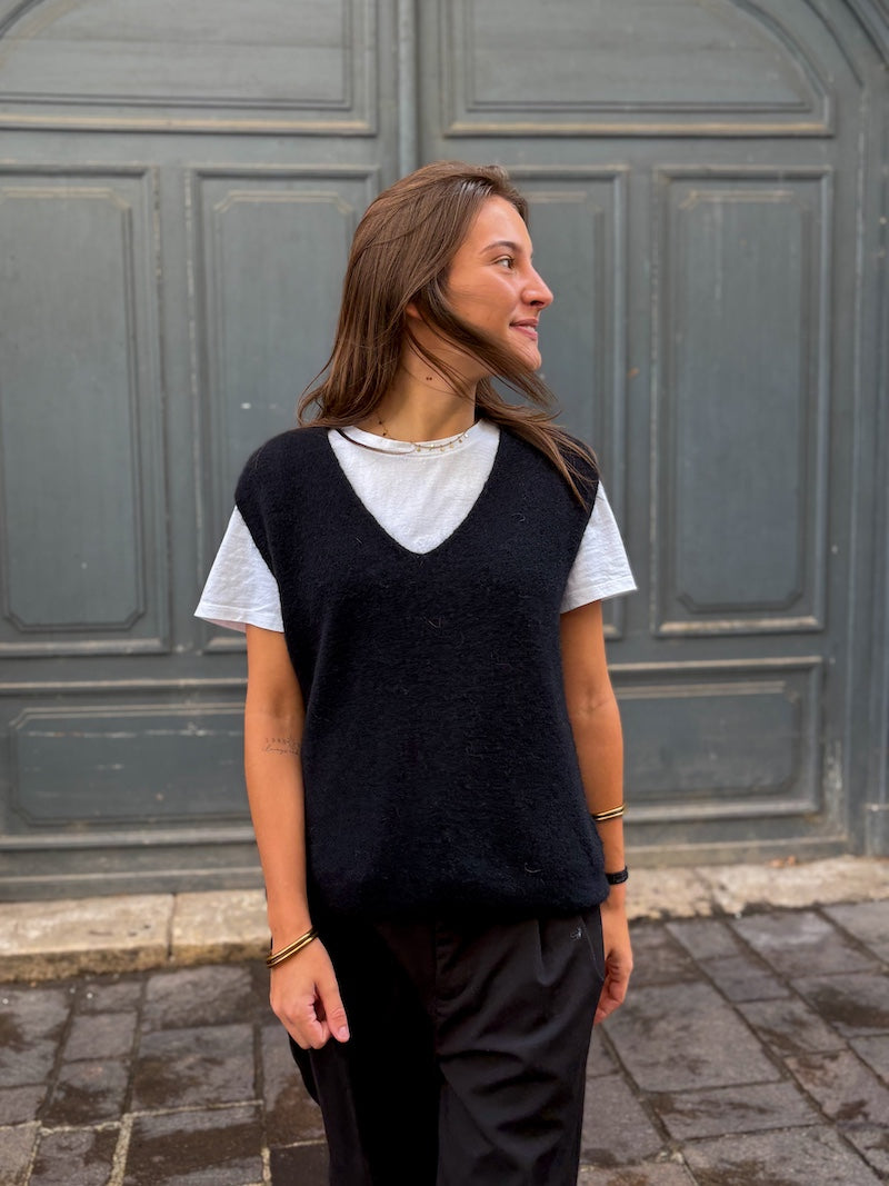 Pull sans manches en laine tendance pour femme