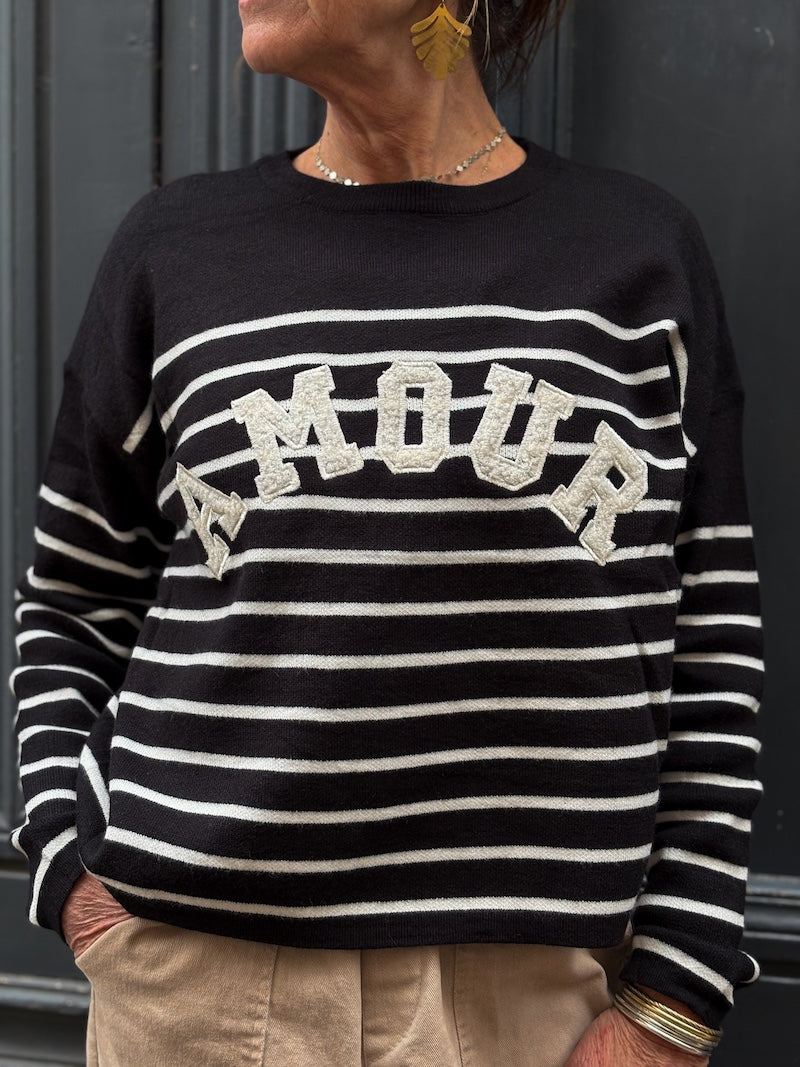 Pull marinière rayé Amour tendance