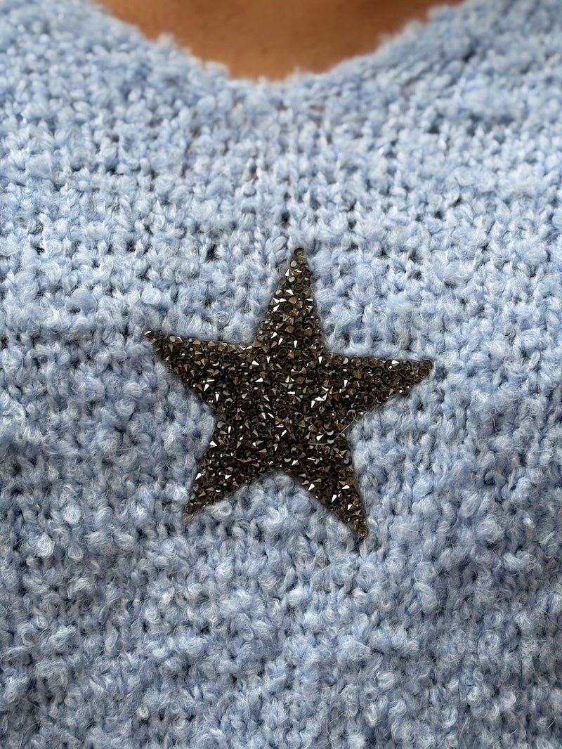 Pull jaune pastel en maille Étoile