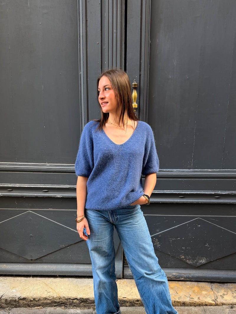 Pull à manches courtes en bébé alpaga