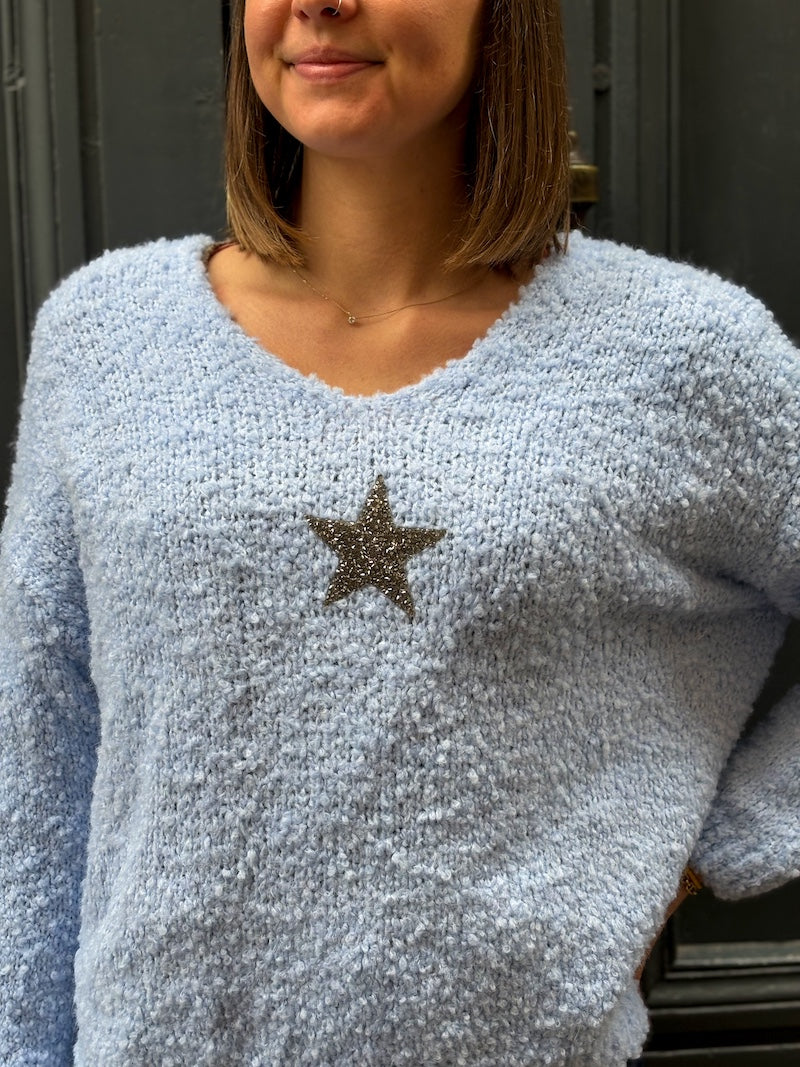 Pull jaune pastel en maille Étoile