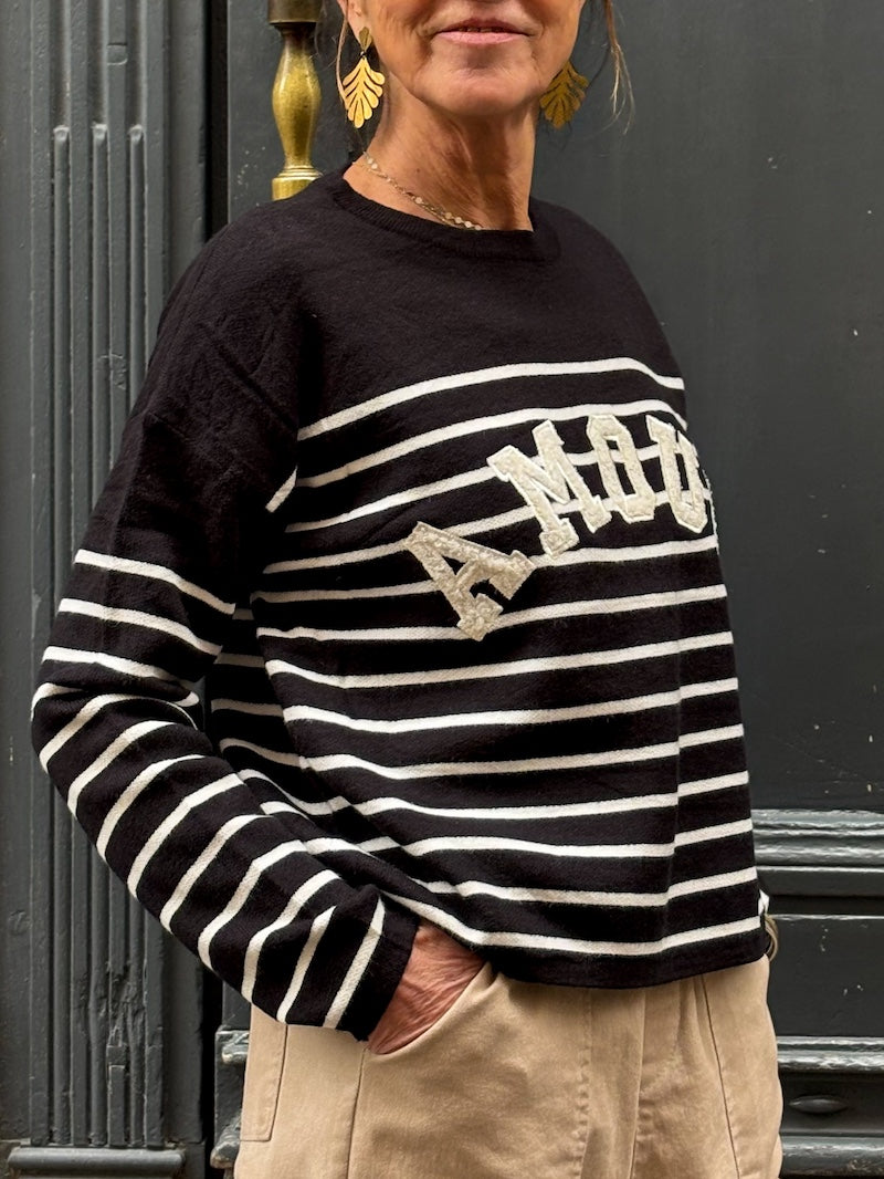 Pull marinière rayé Amour tendance