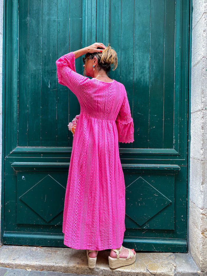 Robe longue en dentelle bohème