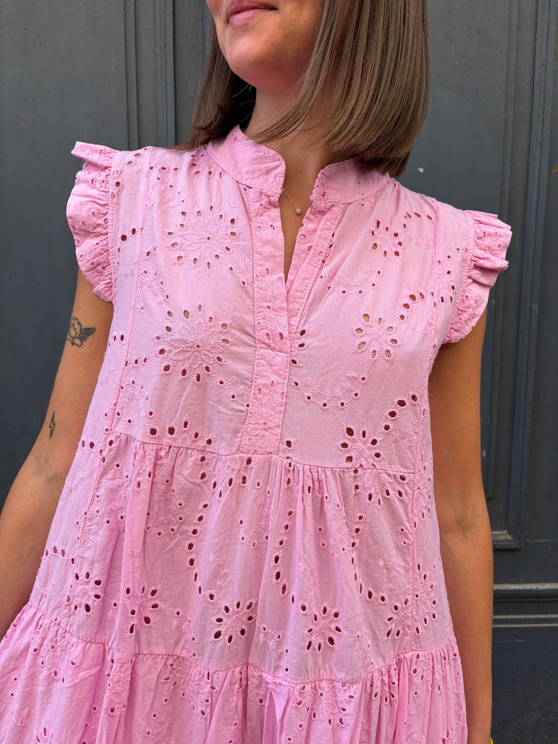 Robe longue en dentelle rose - Bohème chic