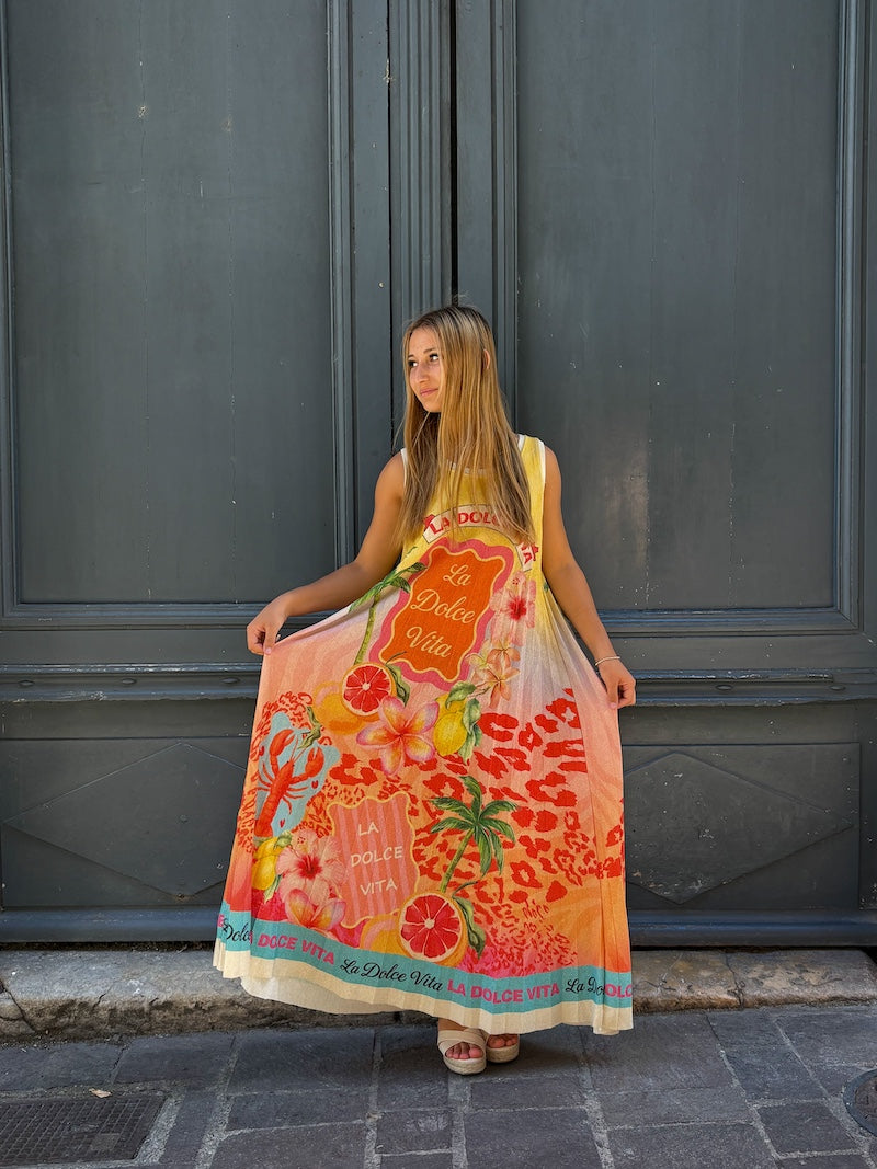 Robe de plage longue à motif Citron - Palmier - Dolce Vita - Homard