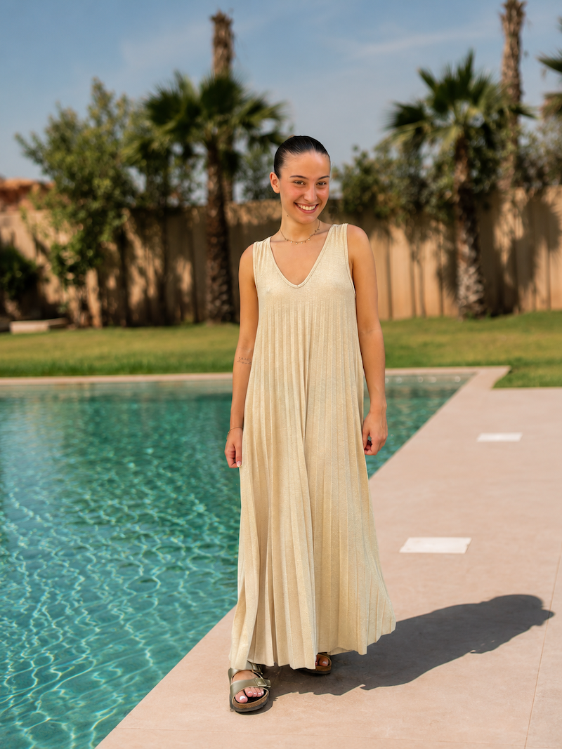 Robe longue fluide doré