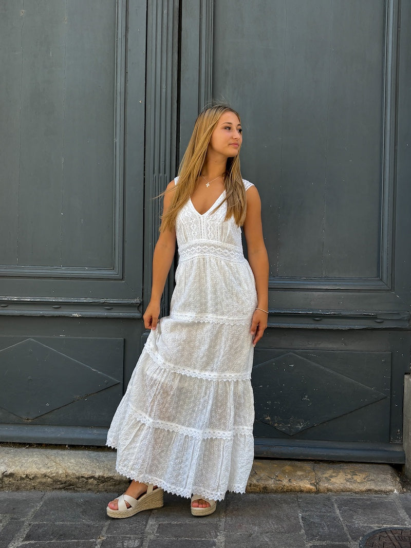 Robe longue boho chic en dentelle