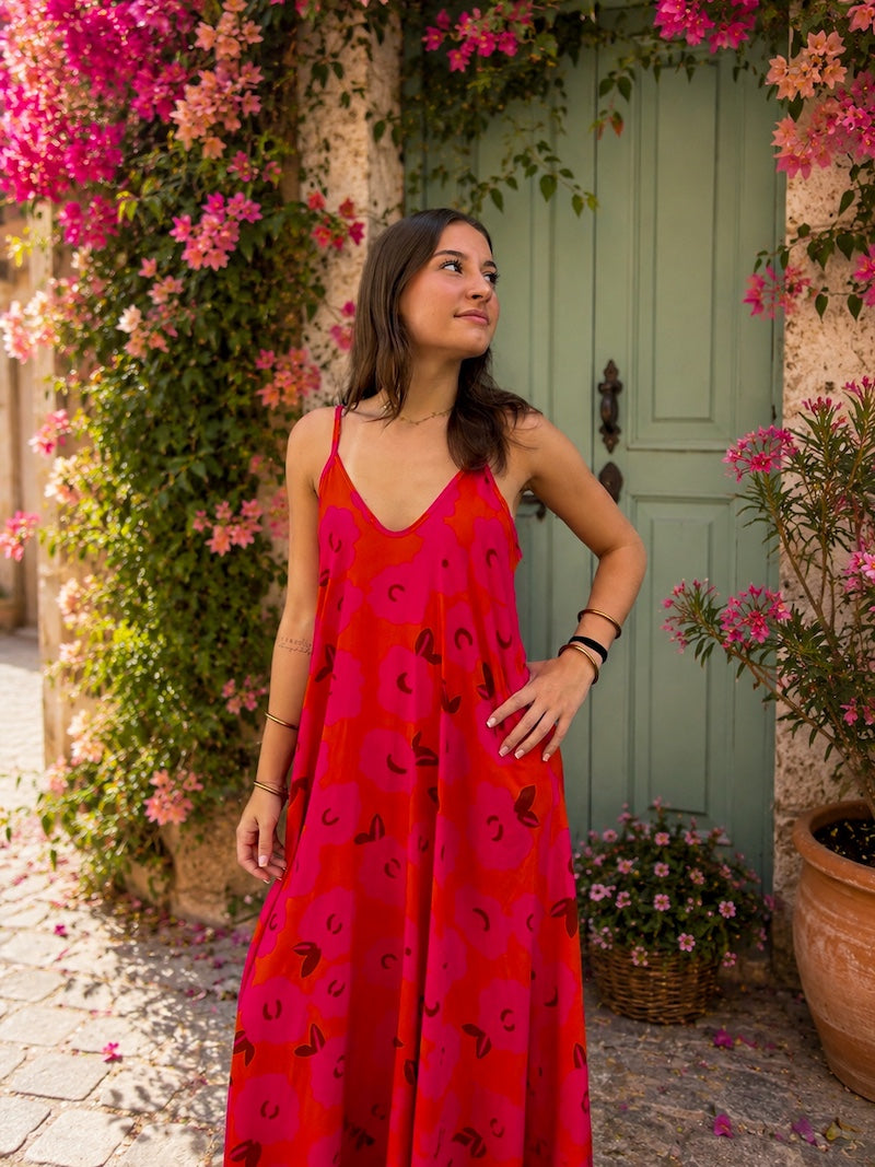 Robe fluide longue à fleurs - bohème chic