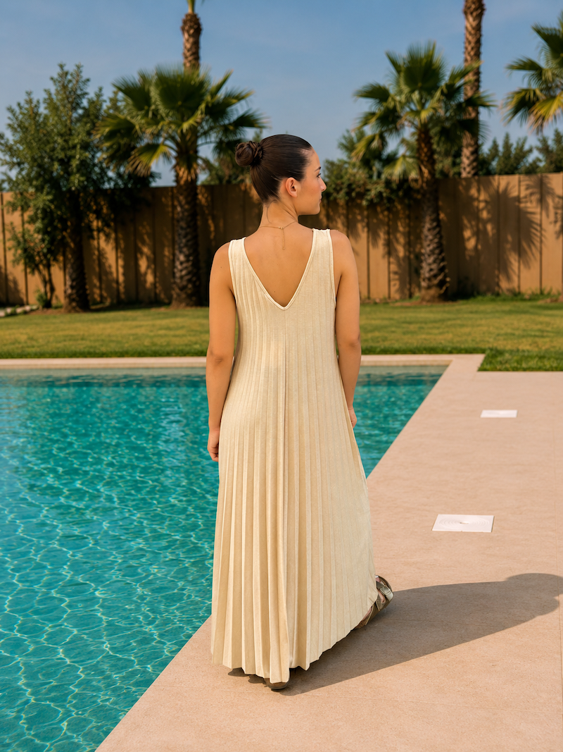 Robe longue fluide doré