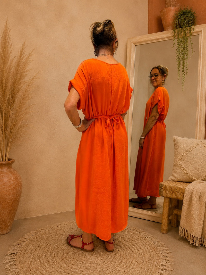 robe longue bohème orange tendance