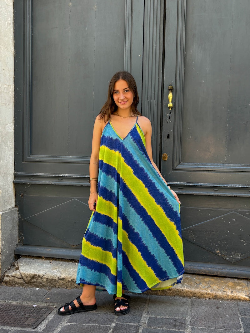 Robe longue tie and dye bohème chic tendance