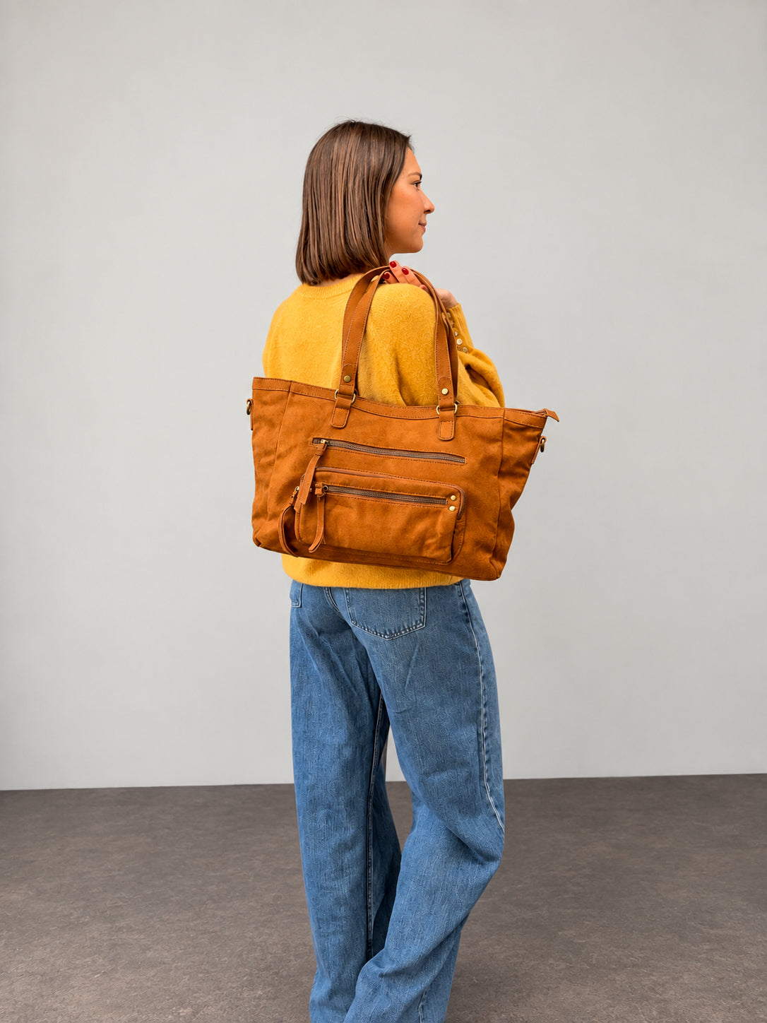 sac à main camel en suédine tendance pour femme