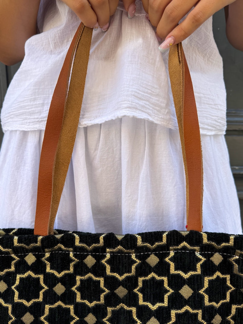 Sac marocain en cuir et tissu