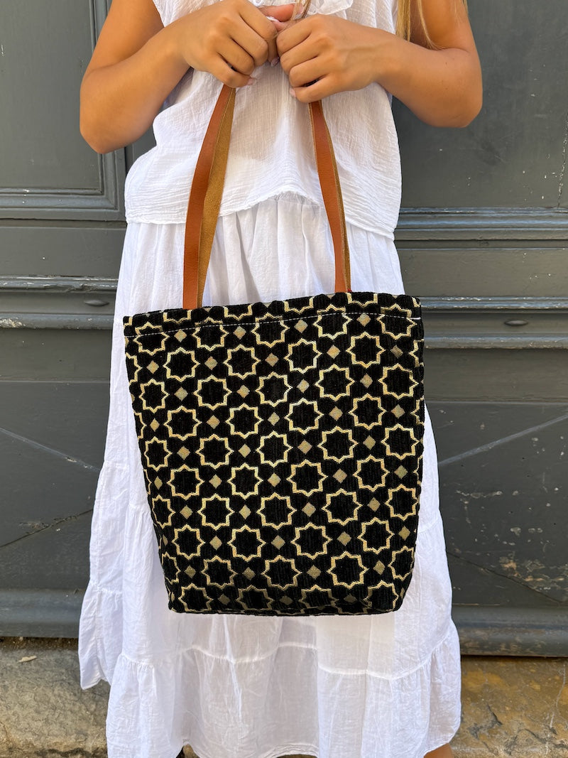 Sac marocain en cuir et tissu