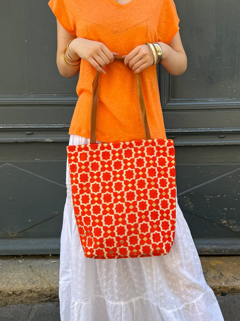 Sac marocain en cuir et tissu