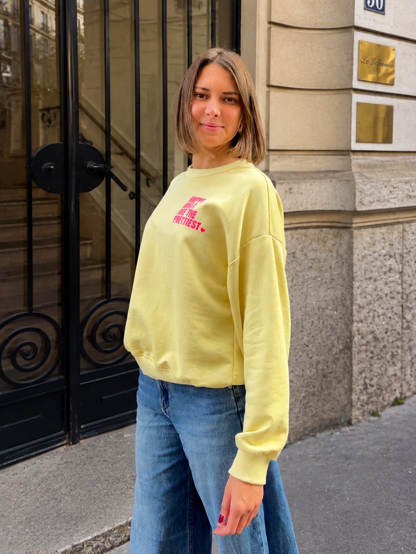 sweat-shirt tendance pour femme jaune