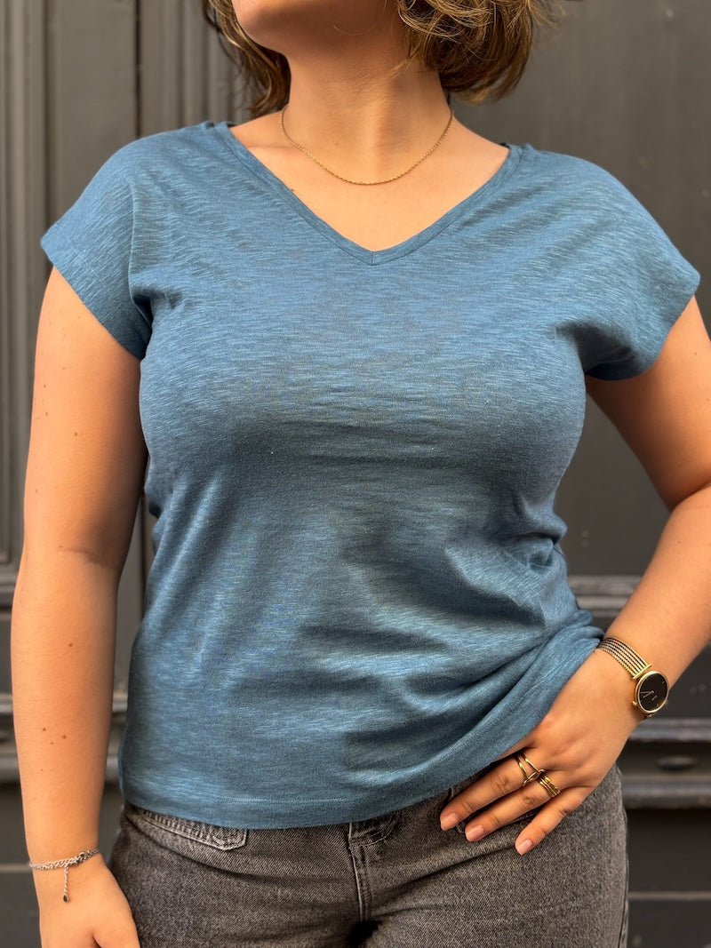 T-shirt en lin col V - Love by MD