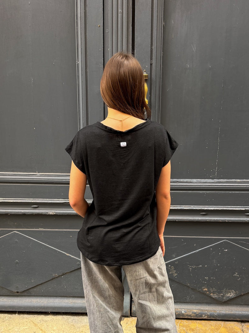T-shirt en lin col V - Love by MD