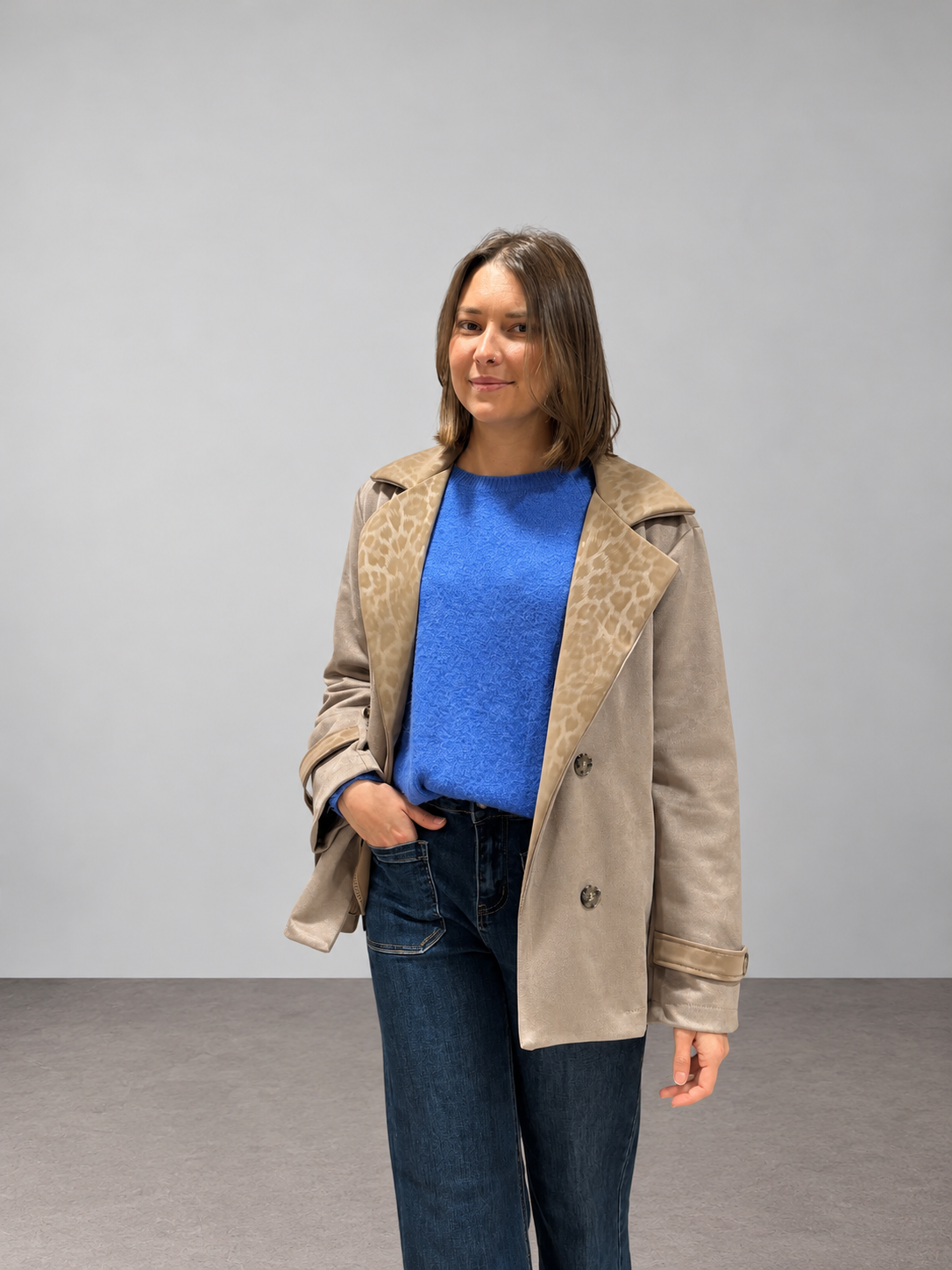 Veste blazer col léopard tendance pour femme