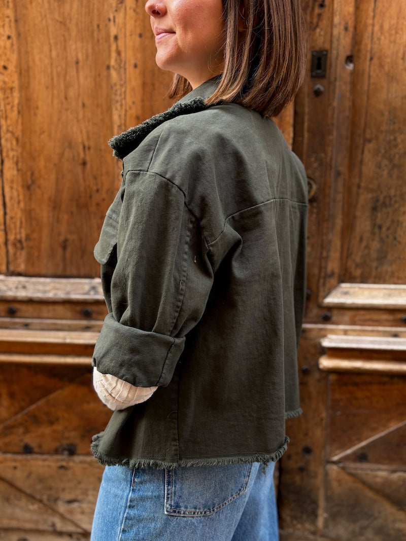 Veste oversize en jean kaki