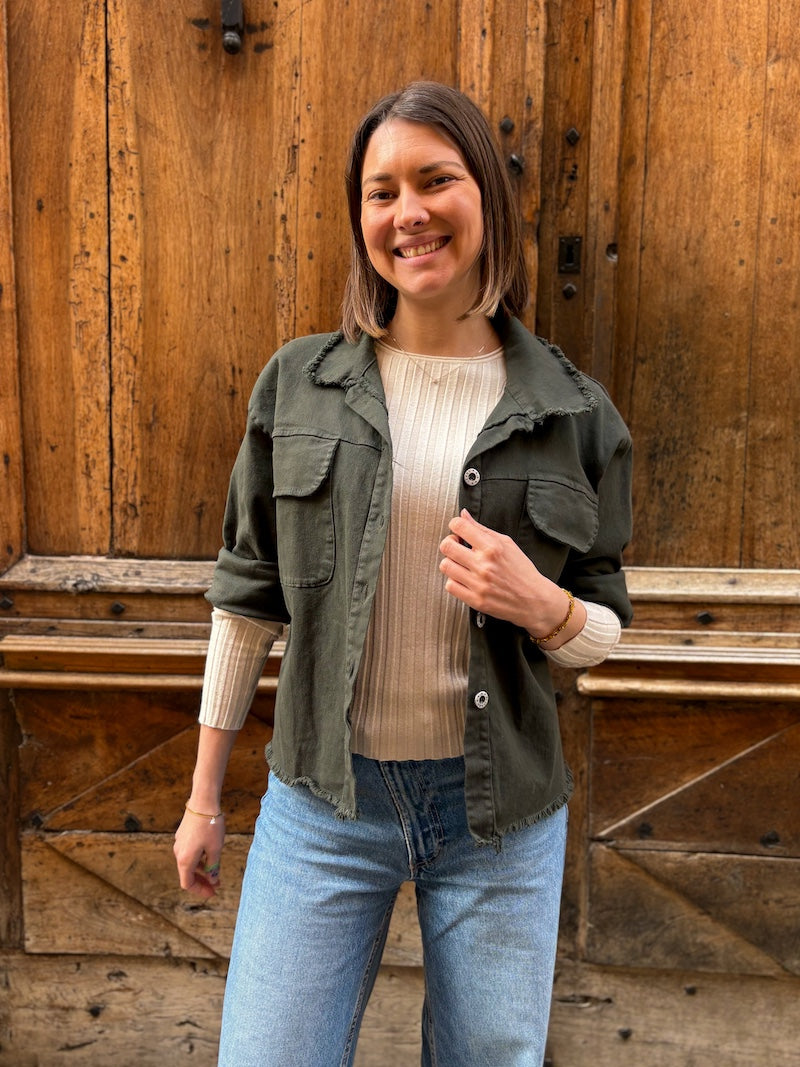 Veste oversize en jean kaki