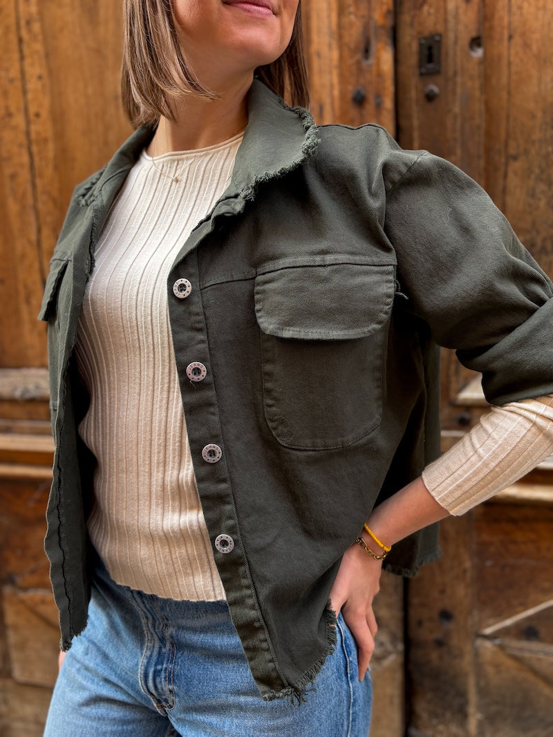 Veste oversize en jean kaki