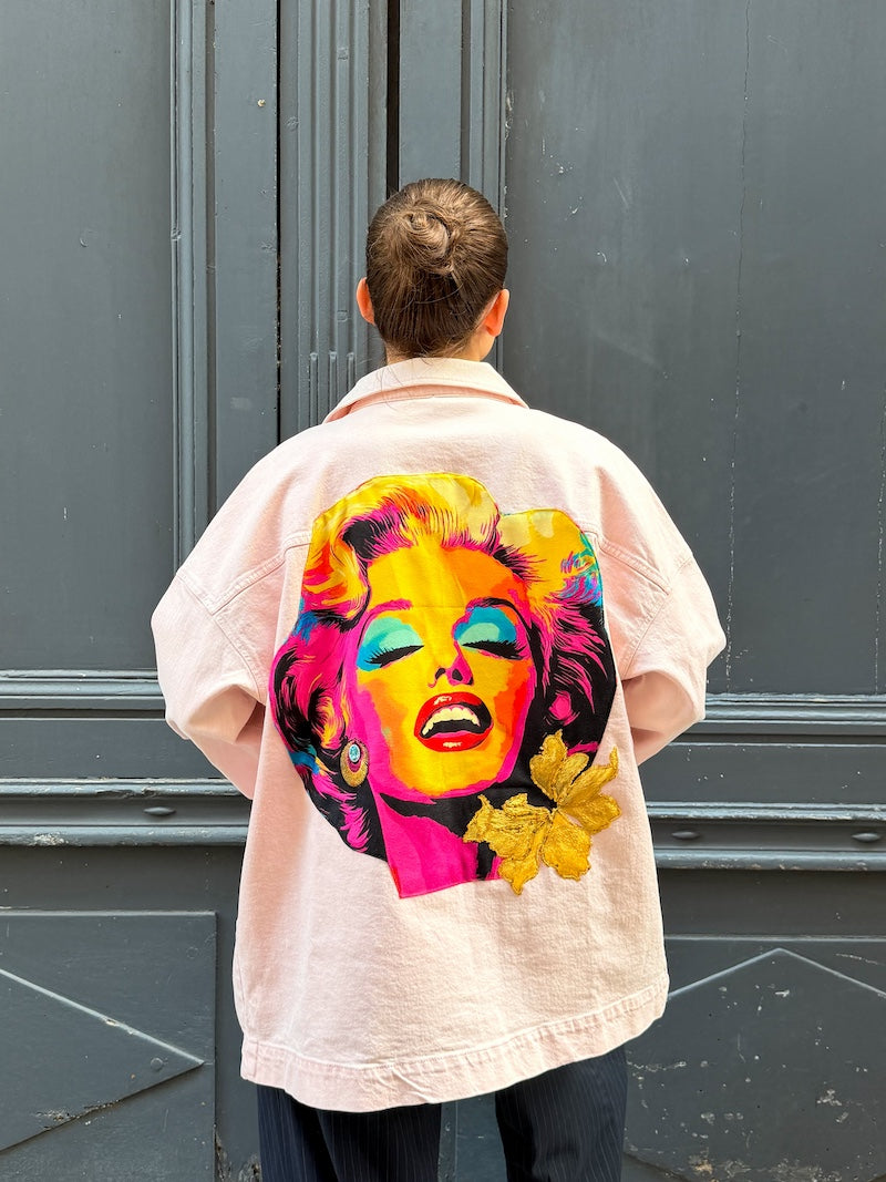 veste en jean oversize personnalisée pour femme pop art