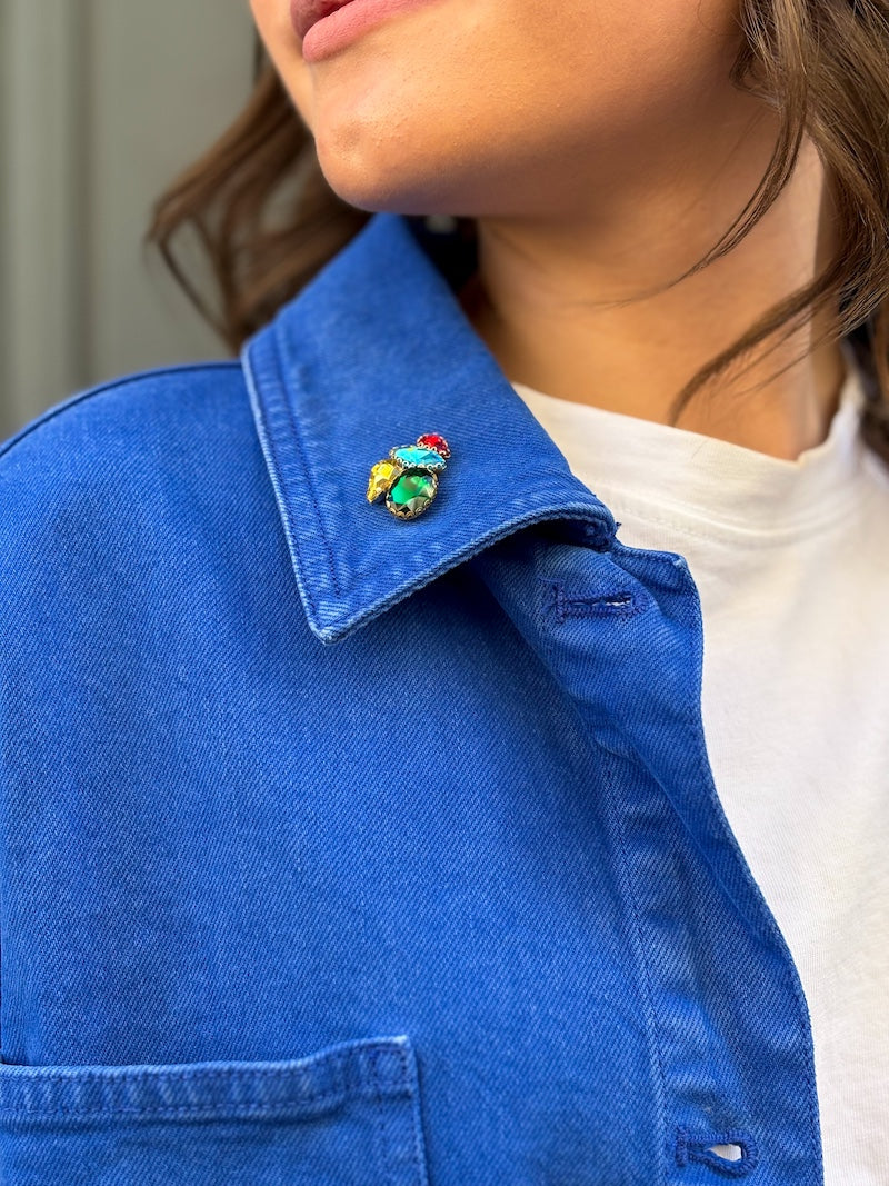 Veste en jean bleu roi Marilyn Monroe fait main