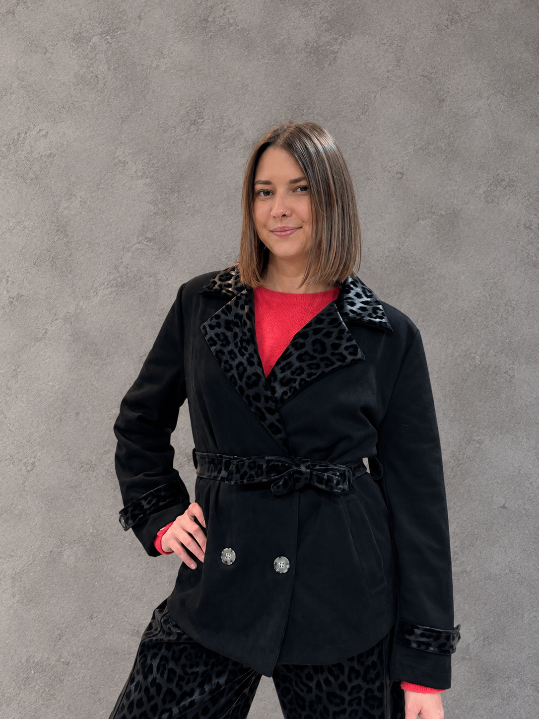 Veste blazer col léopard tendance pour femme