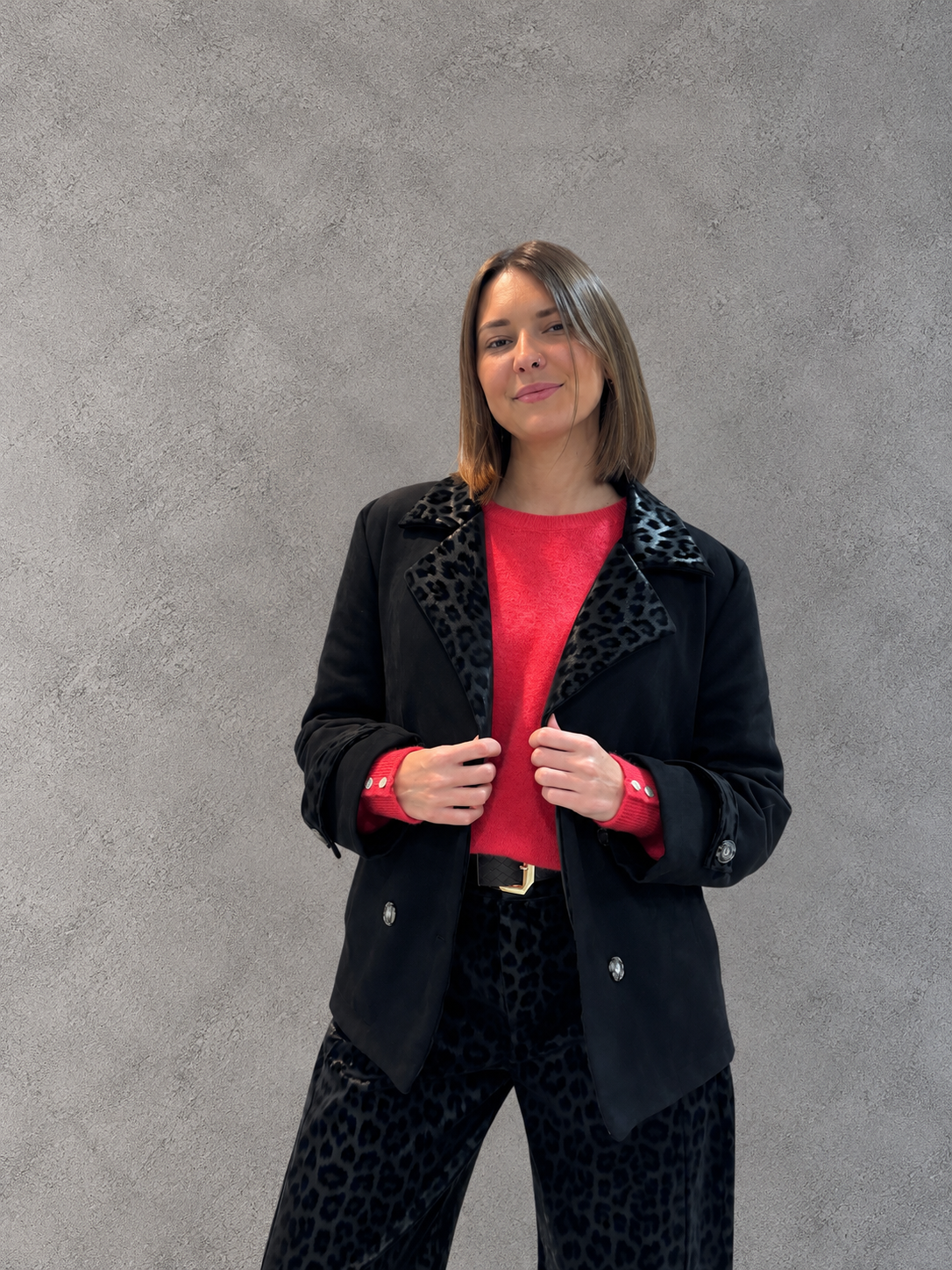 Veste blazer col léopard tendance pour femme