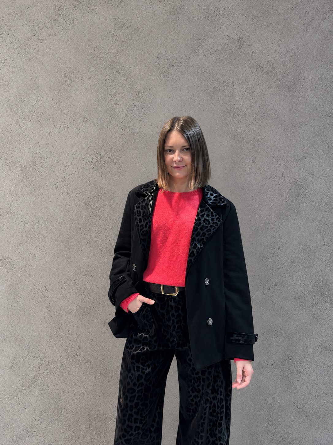 Veste blazer col léopard tendance pour femme