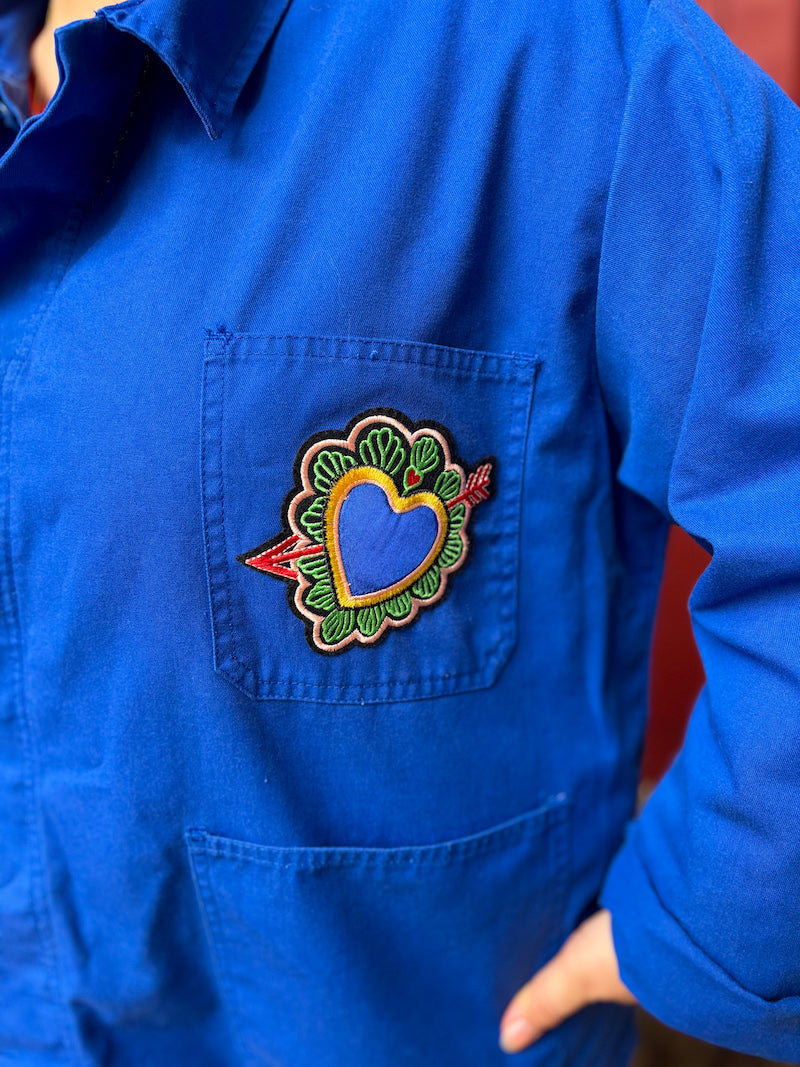 veste bleu de travail personnalisée frida kahlo