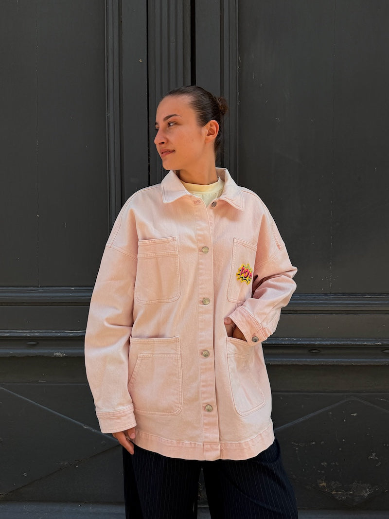 Veste oversize zen jean rose Pop Art - Marilyn Monroe