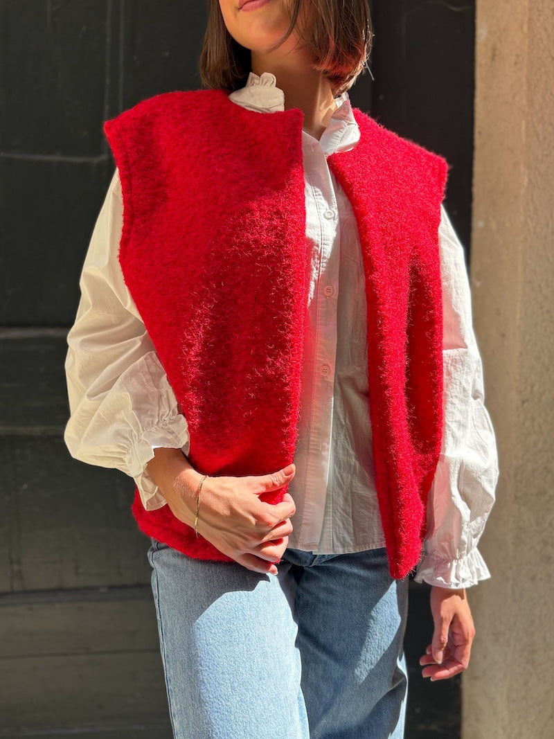 veste sans manches rouge tendance pour femme