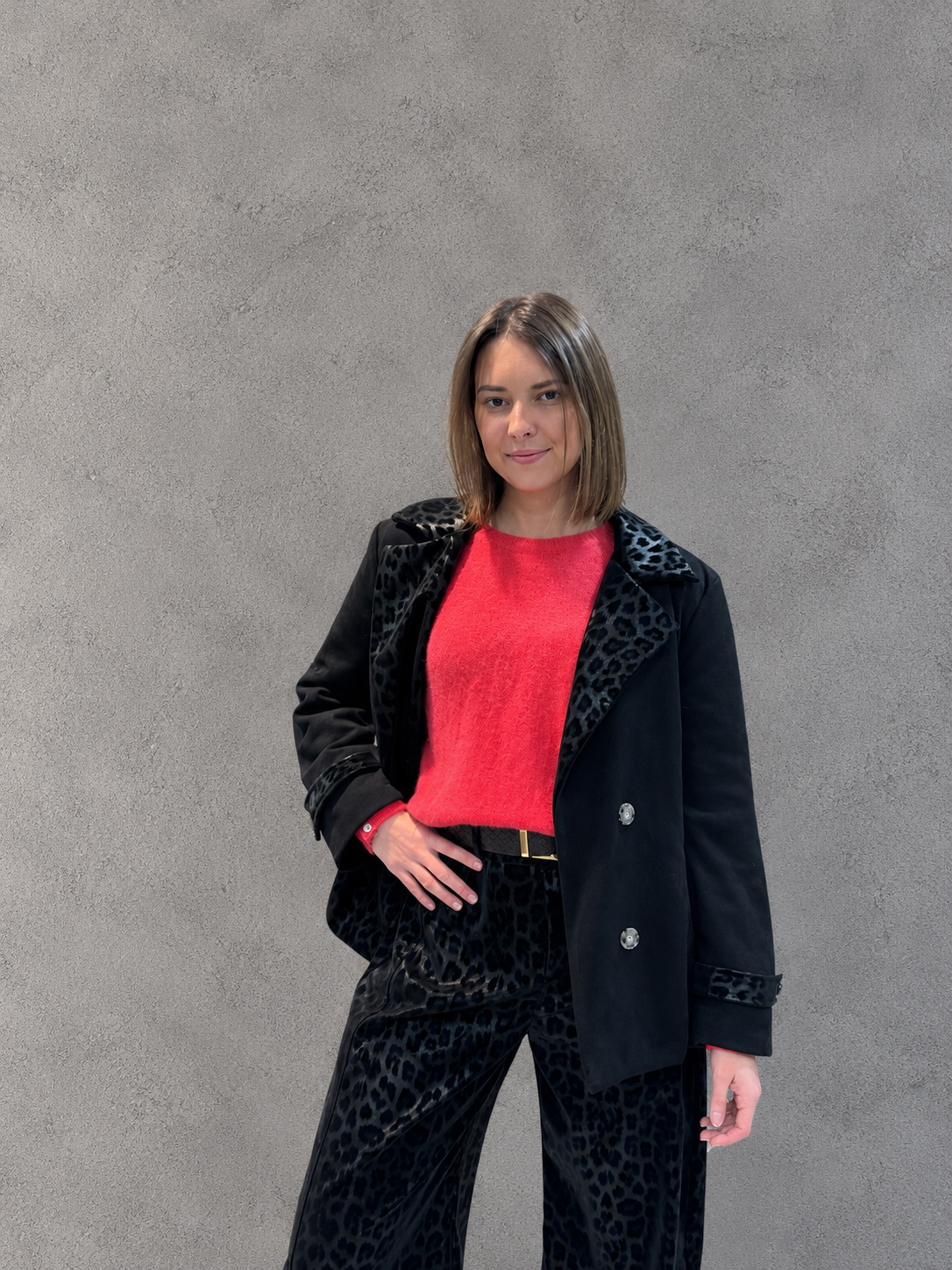 Veste blazer col léopard tendance pour femme
