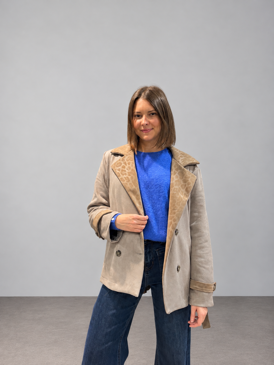 Veste blazer col léopard tendance pour femme