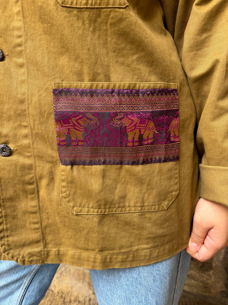 Veste kaki brodée d'un Éléphant